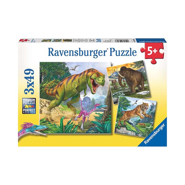 Puzzle 3x49 Ravensburger 09358 Dinosauri a čas