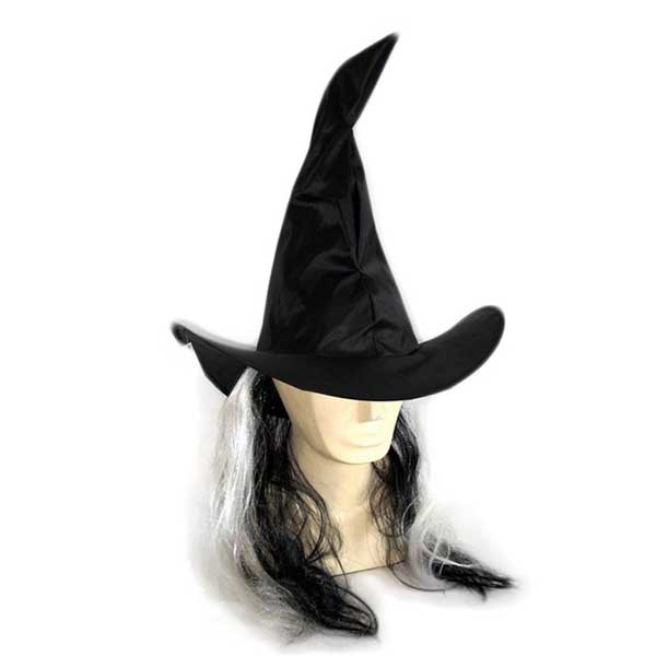 Klobúk čarodejnícky s vlasmi pre dospelých